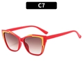 Occhiali da sole cat-eye con montatura bicolore rossa e gialla e lenti marroni sfumate - Montatura Rosso Giallo Lenti Tè Sfumate