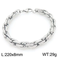 Pulsera de hombre en metal plateado martillado, longitud 220mm, ancho 8mm, peso 29g - Pulsera / Color Acero / 18cm