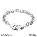 Bracciale a manette in acciaio inossidabile argento con catena a O, 210x8mm - Bracciale Argento (KB61863-Z)
