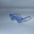 Lunettes de soleil sans monture bleues translucides en forme de cœur pour fêtes - Bleu transparent