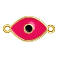 14K vergoldeter Evil Eye Anhänger mit rosa Emaille für DIY-Schmuck und Halsketten - Rosa Emaille Goldrahmen-A0091