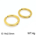Minimalist stainless steel clip-on hoop earrings in shiny gold finish 14x2.5mm - Smooth Hoop Style (14*2.5mm)