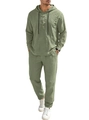 Ensemble décontracté pour homme en lin vert d'herbe avec chemise à capuche et jogging - S / Vert Militaire