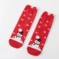 Red Christmas cotton socks with snowman and snowflake patterns with 3D ears - Red Snowman with 3D Ears
