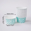 Blue plaid muffin paper cups, heat resistant cake liners in pack of 100 pieces - Blue Checkered Cupcake Liners (100 Pcs)