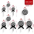 Christmas lollipop decoration with black and white swirl patterns and ribbon detail - Black and White