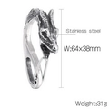 Stainless steel dragon head carabiner clasp in silver finish, 64x38mm 31g accessory - Dragon Style (KLJ8549-KJX)