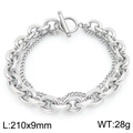 Bracciale a doppia catena groumette in acciaio inossidabile argento con chiusura OT - Stile Argento Puro (KB205822-Z)