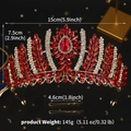 Luxuriöse goldene Krone mit roten Kristallen und Maßen für Brautmode und Wettbewerbe - Rot
