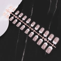 24pcs French style press-on nails in nude pink and white square tips on marble - French White Tip Short Square Glossy (DF-MP01)