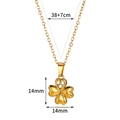 Golden four-leaf clover necklace with white zircons and dimensions of 14mm by 14mm - 6282/Four-Leaf Clover