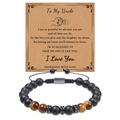 Detail of tiger eye and matte stone bead bracelet with a gift card for uncle - To My Uncle
