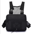 Tactical black chest rig with high-strength nylon fabric and multi-pocket design - Black
