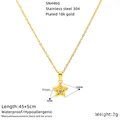 Titanium stalen halsketting met sterhanger van zirkoon en 18k gouden plating - Ster Stijl (SN446G)