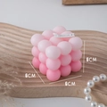 Pink gradient cube bubble scented candle on wooden tray, 6x6x6 cm home decor piece - Gradient Pink (White Peach Oolong)
