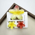 Regenbogen-Frangipani-Haarklammer-Set mit gelb-rosa verlaufenden Blumen-Haarnadeln - Regenbogen Frangipani Stil 1