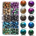 DIY jewelry kit with 10 colors of 8mm gradient glass beads in a clear organizer box - Dreamy Ceramic approx 200pcs