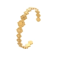 Elegant gold-tone sunburst pattern bangle with a C-shaped open adjustable design - Y642-1 Gold Sunburst Disc