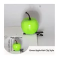 Detail view of a green apple hair clip with size dimensions 3cm width and 5cm height - Green Apple