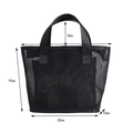 Black nylon mesh travel organizer bag with dimensions and sturdy woven handles - Model 029 Cylinder Without Letters
