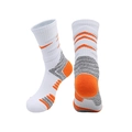 White thick basketball socks with orange and grey patterns for sports training - Kids One Size / White/Orange