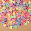 Flat round acrylic beads with colorful star heart and moon patterns for DIY jewelry - 4x7mm Fluorescent Star Moon (100pcs)