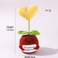 Handmade crochet yellow heart potted plant with smile face and inspirational card - Positive Potted-Heart Yellow