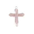 Cross pendant connector in rose gold with pavé-set zircons for jewelry making - Rose Gold Cross Micro-Pave (L0346-B)