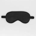 Classic black double-sided faux silk sleep eye mask with elastic strap for travel - Black 17#