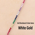 Collier tennis arc-en-ciel fini or blanc avec zircons ronds multicolores - Zircon Arc-en-Ciel Positionné (3mm) - Plaqué Or Blanc