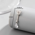 Silver crown navel piercing with heart zircon and teardrop dangle earring, length 2.3cm - Water Drop Pendant Crown Style (A424-11#)