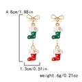 Christmas bow and enamel stocking drop earrings in green and red festive colors - Bow Christmas Socks (ER24Y0397)