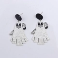 Pair of cute Halloween acrylic earrings featuring black and white cartoon ghost designs - Scissorhands Ghost