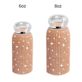 Sparkling rhinestone 6oz and 8oz stainless steel portable tumblers in peach orange - 180ml (6oz) / Gold
