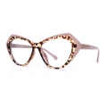 Fashionable cat eye blue light blocking glasses with leopard print and pink frame - Khaki and Tortoiseshell Frame