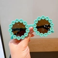 Occhiali da sole a margherita verde menta per bambini con petali gialli e lenti scure - Verde