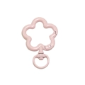 Pink flower shaped metal spring ring buckle with a rotating swivel base for DIY keychains - Baked Light Pink
