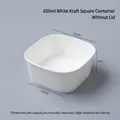 Disposable 650ml white kraft paper square bowl without lid for salad and light meals - No Lid / 650ml White Square Box