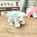 White foam polar bear Christmas ornaments with pink and blue ribbons for tree decor - Blue Scarf