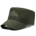 Army green military patrol cap with red star and Ranger letter embroidery - Adjustable / Red Star Army Green
