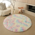 Soft rainbow tie-dye round plush carpet for bedroom and living room seating area - Diameter 80cm / Tie-Dye Rainbow