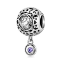 925 silver Capricorn zodiac bead charm with purple gemstone for snake chain bracelets - Capricorn - Purple Zirconia