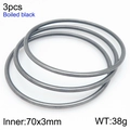 Set of 3 matte boiled black 3mm titanium steel bangles with 70mm inner diameter - 70mm-Set of 3 (KB209825-GC)