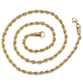 Detalle de una cadena de cuerda trenzada de acero inoxidable dorado con cierre de langosta - Cadena 5mm / 36CM / Dorado