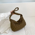 Quilted space cotton tote bag in deep brown featuring a spacious padded design - Coffee