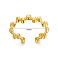 Minimalist geometric 20mm cross ring in gold finish stainless steel on white background - Adjustable Open / Geometric Ellipse (JZ6169)