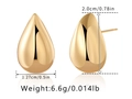 Detailed view of 18K gold plated teardrop earrings with dimensions and weight specs - Chunky Teardrop Style (KE1042) / Gold