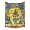 Detailed texture of The Moon tarot tapestry with vintage nautical patterns on fabric - The Moon (ZJ606-9) / 73X95CM (Brushed Fabric)