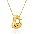 Polished 18k gold plated necklace with 3D puffy balloon letter D pendant charm - Letter D