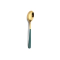 Cucchiaio singolo in acciaio inox dorato con manico verde scuro, posate eleganti - Cucchiaino da Tè Verde e Oro